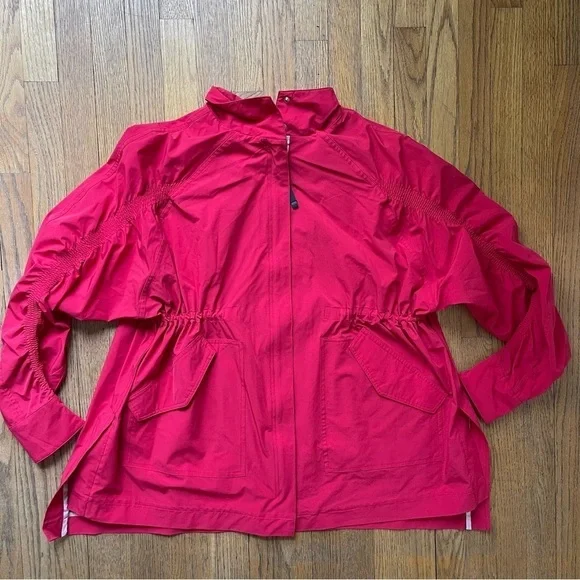 Fabletics Gianna 2 Lightweight Rain Jacket Red Persimmon Size Medium - Picture 3 of 7